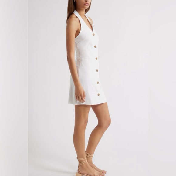 Stylish White Button-Front Mini Dress by Open Edit - Picture 4 of 8